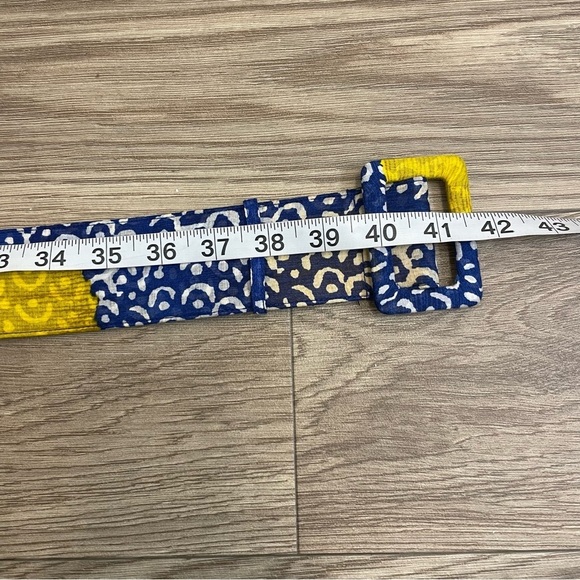 Samantha Sung Blue & Yellow Wavy Dotted Print Fabric Belt main image 7